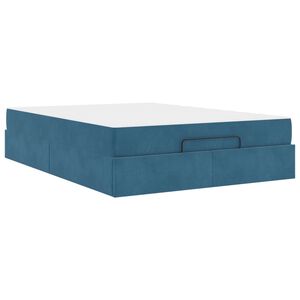 vidaXL Cadre de lit avec matelas avec matelas 2 pcs Bleu Velours