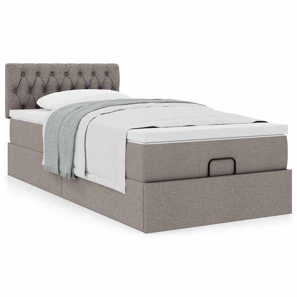 vidaXL Cadre de lit ottoman avec matelas taupe 90x190 cm tissu