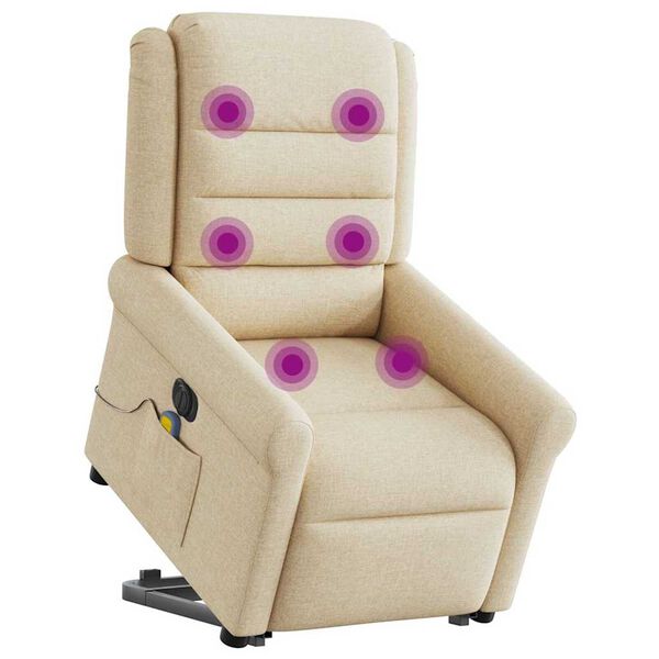 vidaXL Fauteuil inclinable de massage &eacute;lectrique Cr&egrave;me Tissu