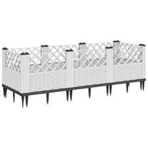 vidaXL Jardini&egrave;re avec piquets blanc 123,5x43,5x43,5 cm PP