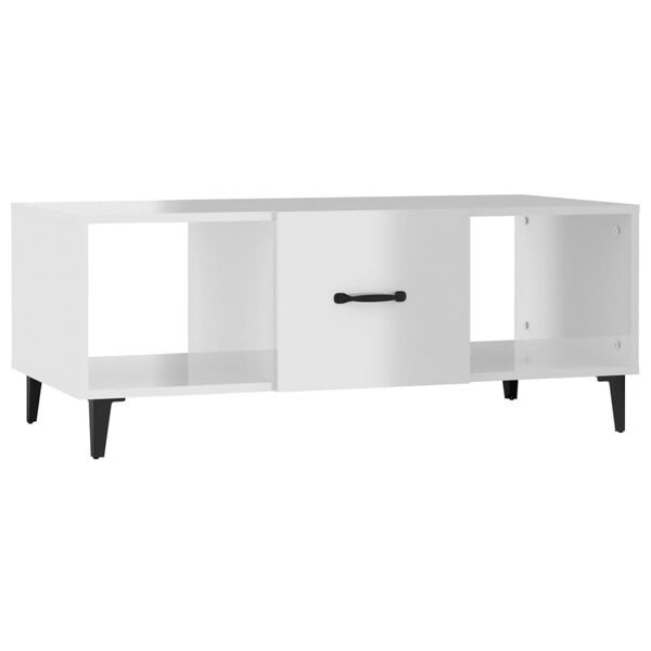 vidaXL Table basse Blanc brillant 102x50x40 cm Bois d'ing&eacute;nierie