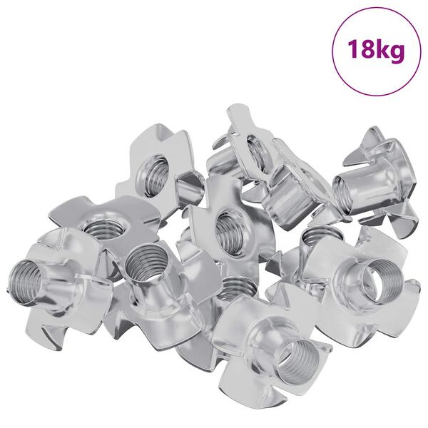 vidaXL Ecrou en T &agrave; dents 7200 pcs Argent&eacute; M6 mm Acier