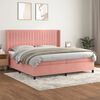 vidaXL Sommier &agrave; lattes de lit avec matelas Rose 200x200 cm Velours