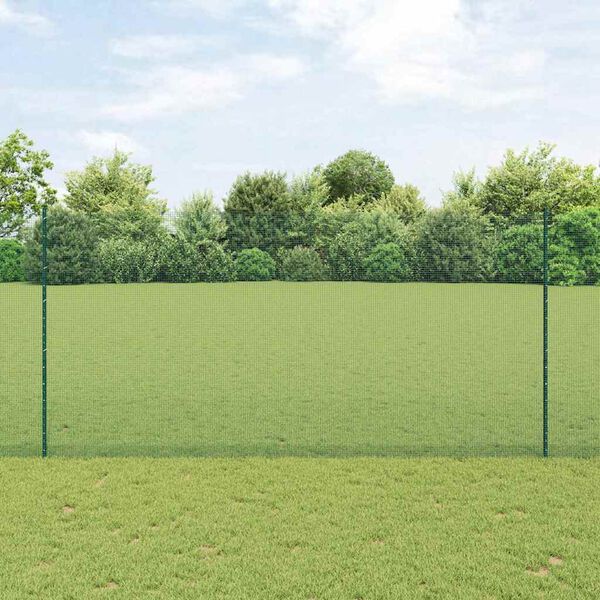 vidaXL Cl&ocirc;ture avec poteau Vert 1,5 x 50 m Acier et PVC