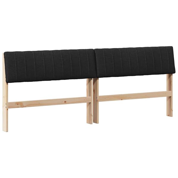 vidaXL T&ecirc;te de lit capitonn&eacute;e Noir 200 cm Pin massif
