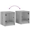vidaXL Table de chevet avec porte en verre sonoma gris 35x37x42 cm