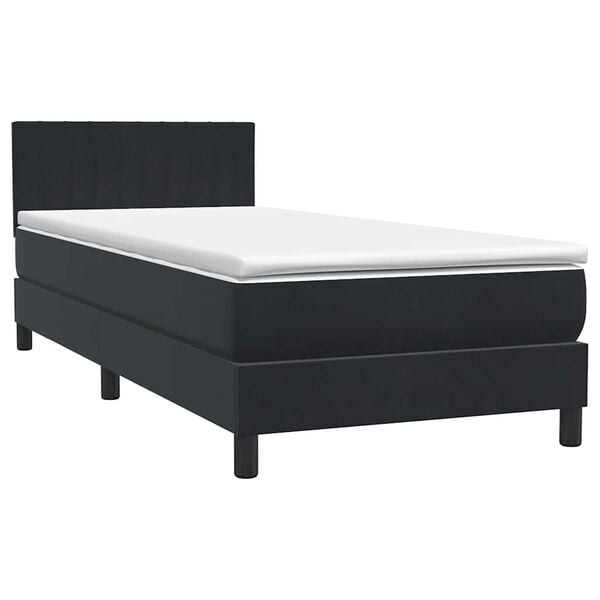 vidaXL Sommier &agrave; lattes de lit avec matelas noir 90x210 cm velours