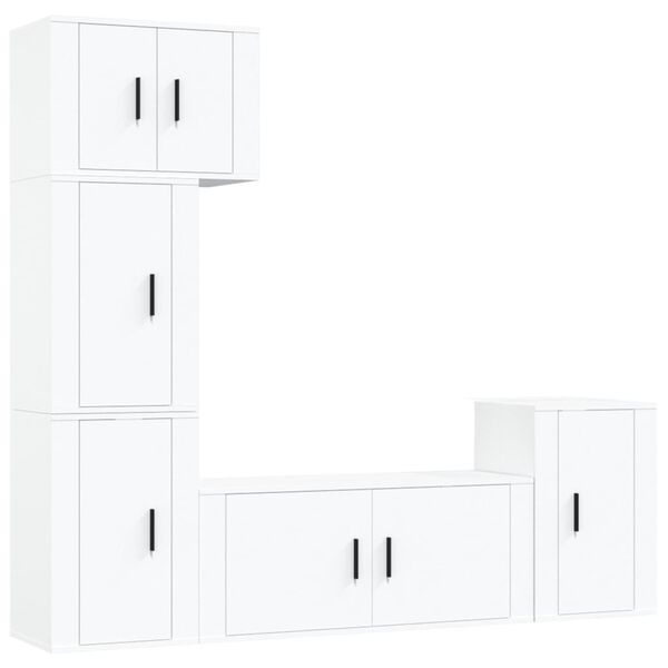 vidaXL Ensemble de meubles TV 5 pcs Blanc Bois d'ing&eacute;nierie
