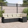 vidaXL Salon de jardin 5 pcs avec coussins noir r&eacute;sine tress&eacute;e