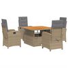 vidaXL Ensemble &agrave; manger de jardin avec coussins 5pcs Beige poly rotin