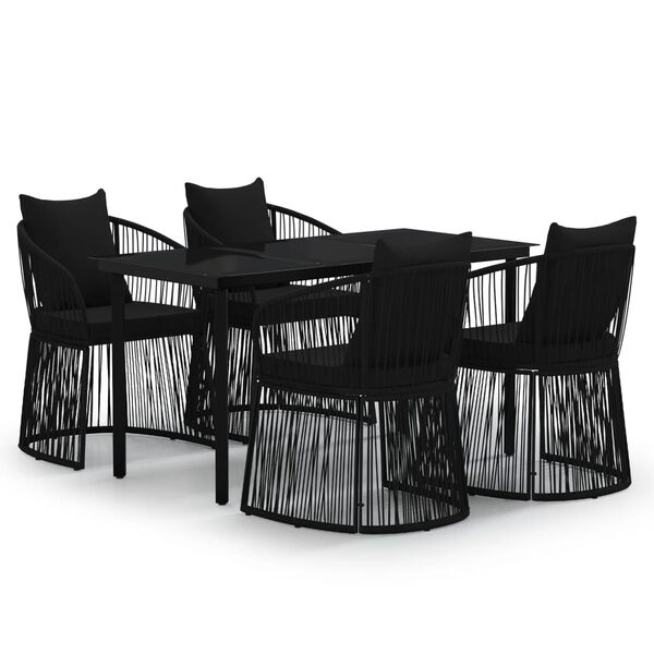 vidaXL Ensemble à manger de jardin avec coussins 5 pcs Noir