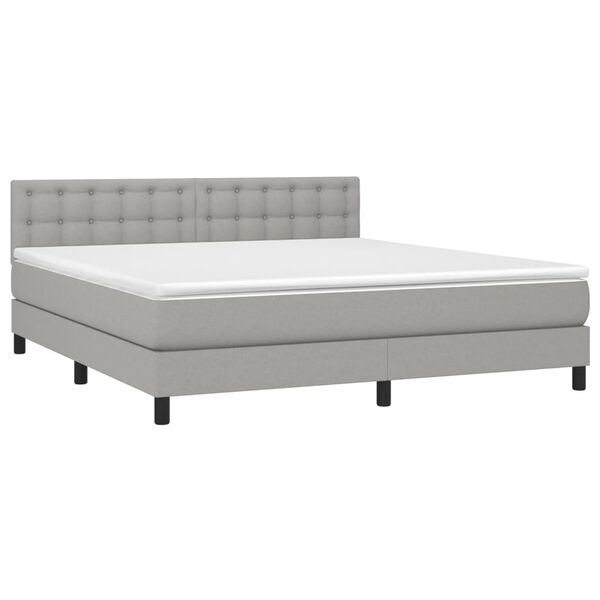 vidaXL Sommier &agrave; lattes de lit avec matelas Gris clair 180x200cm Tissu