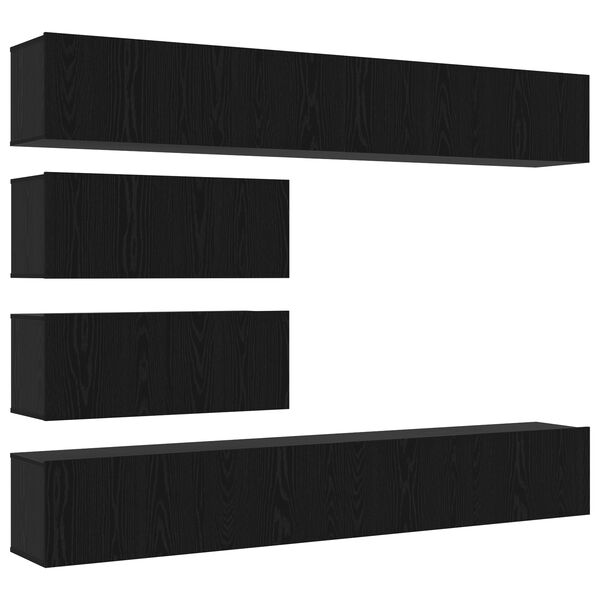 vidaXL Ensemble meuble TV 4 pcs Ch&ecirc;ne noir Bois d'ing&eacute;nierie