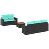 vidaXL Salon de jardin 6 pcs avec coussins noir r&eacute;sine tress&eacute;e