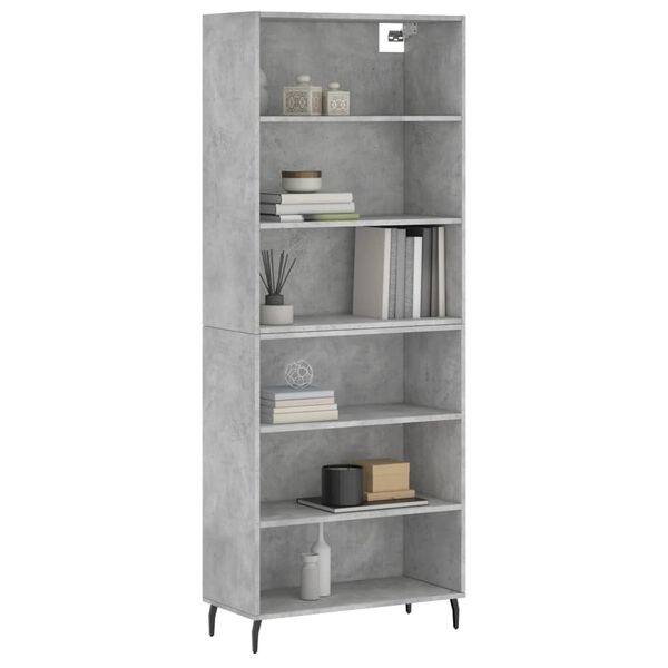 vidaXL Buffet gris b&eacute;ton 69,5x32,5x180 cm bois d'ing&eacute;nierie