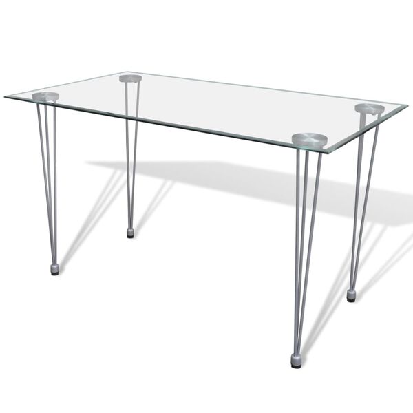 vidaXL Table &agrave; manger et dessus de table en verre transparent