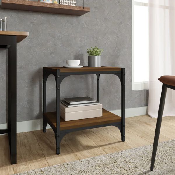 vidaXL Meuble TV Chêne marron 40x33x41 cm Bois d'ingénierie et acier