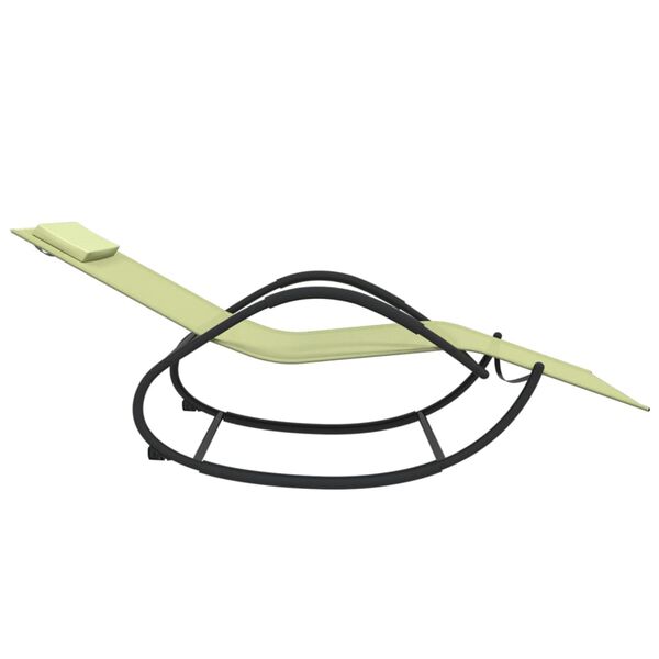 vidaXL Chaise longue &agrave; bascule cr&egrave;me acier et textil&egrave;ne