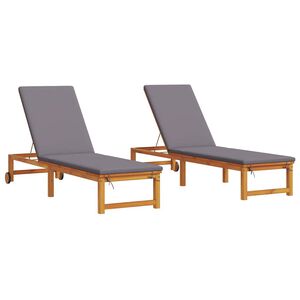 vidaXL Transat 2 pcs Marron 53 x 202 x 89cm Bois d'acacia massif