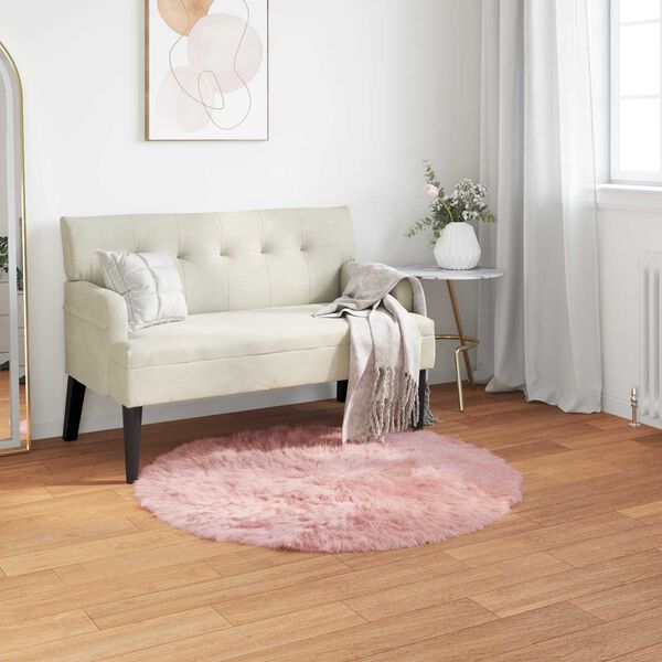 vidaXL Tapis en fausse Tafalla Rose &Oslash; 100 cm Polyester