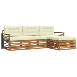 vidaXL Ensemble de canap&eacute;s d'ext&eacute;rieur avec coussin Naturel et Cr&egrave;me