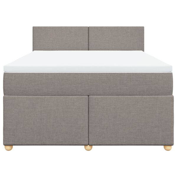 vidaXL Sommier &agrave; lattes de lit avec matelas Taupe 160x200 cm Tissu