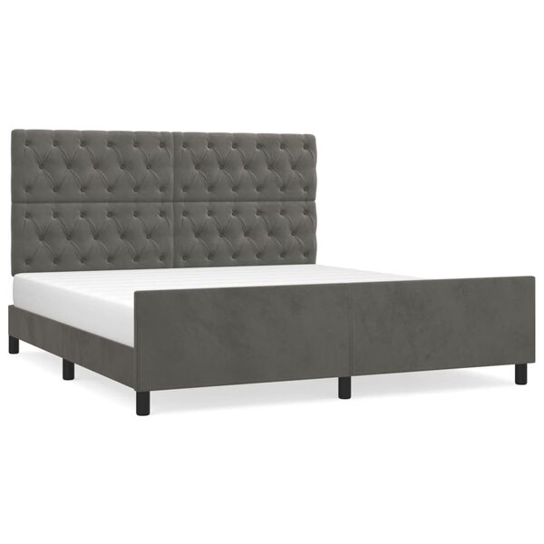 vidaXL Cadre de lit sans matelas gris fonc&eacute; 160x200 cm velours