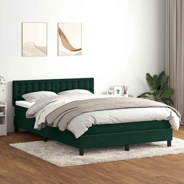 vidaXL Sommier &agrave; lattes de lit et matelas vert fonc&eacute; 160x210cm velours