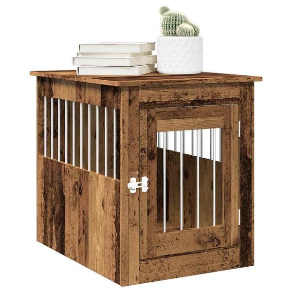 vidaXL Meuble de cage chiens vieux bois 55x75x65 cm bois d'ing&eacute;nierie