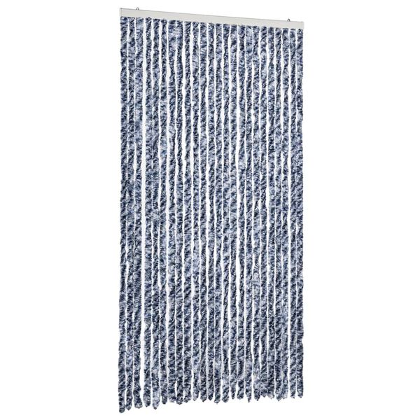 vidaXL Rideau anti-mouches bleu et blanc 100x230 cm chenille