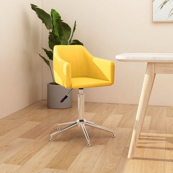 vidaXL Chaise pivotante de salle &agrave; manger Jaune Tissu