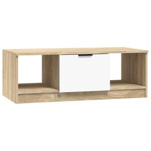 vidaXL Table basse blanc et ch&ecirc;ne sonoma 102x50x36cm bois d'ing&eacute;nierie