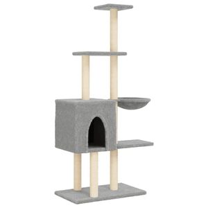 vidaXL Arbre &agrave; chat avec griffoirs en sisal Gris clair 145 cm