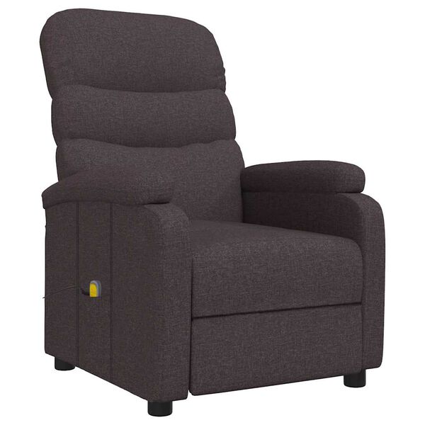 vidaXL Fauteuil de massage Marron fonc&eacute; Tissu