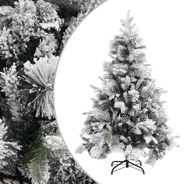 vidaXL Sapin de No&euml;l &agrave; flocons de neige et pommes de pin 150 cm PVC/PE