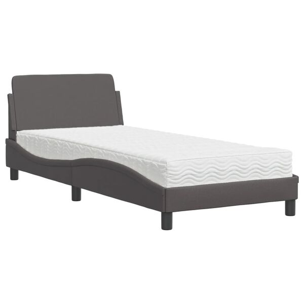 vidaXL Lit avec matelas Dover gris 90x200 cm similicuir