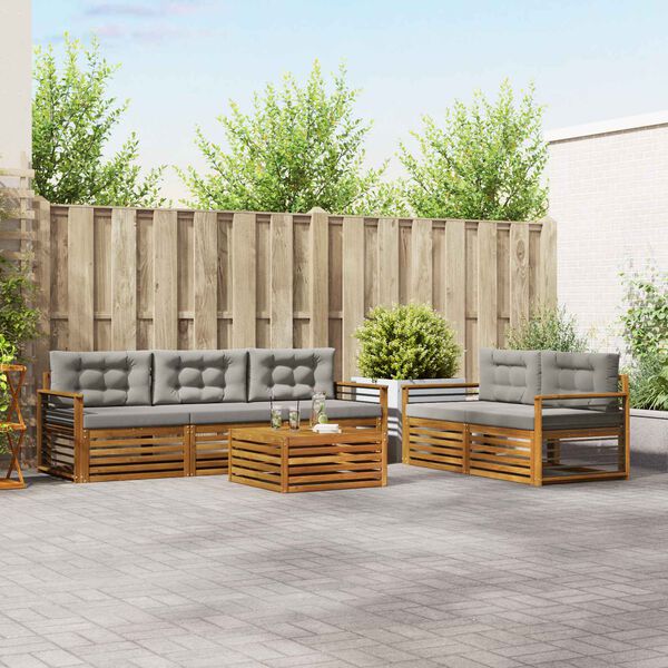 vidaXL Ensemble de canap&eacute;s d'ext&eacute;rieur 6 pcs Gris Naturel et Clair