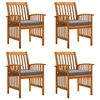 vidaXL Ensemble de 4 chaises de jardin avec coussins en bois d'acacia massif