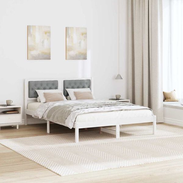 vidaXL Cadre de lit Gris clair 150 x 200 cm Pin massif