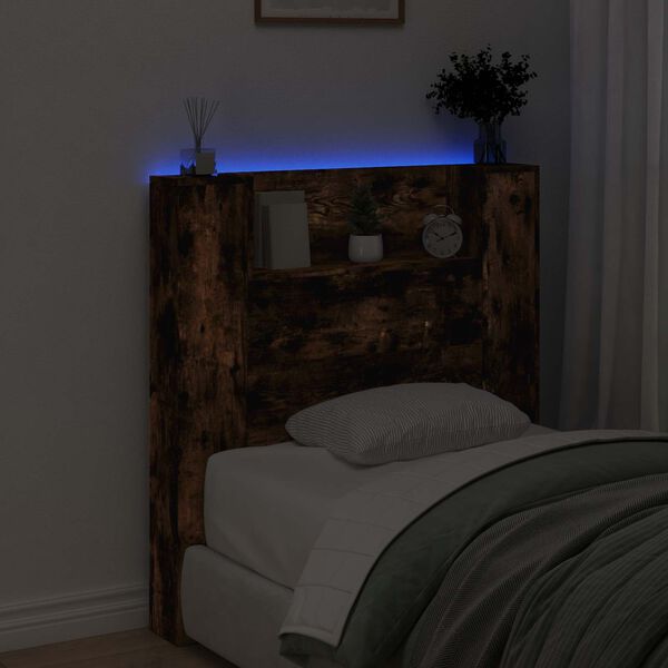 vidaXL Tête de lit Chêne fumé 100 x 16,5 x 103,5 cm Bois d'ingénierie