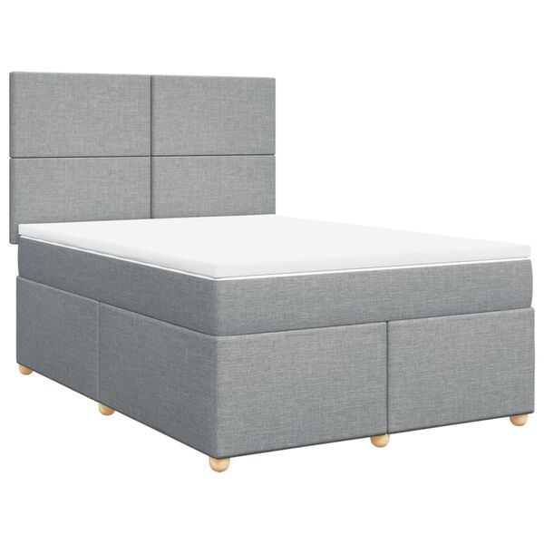 vidaXL Sommier &agrave; lattes de lit avec matelas Gris clair 140x190cm Tissu