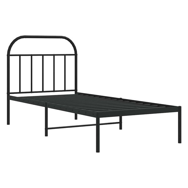 vidaXL Cadre de lit m&eacute;tal sans matelas avec t&ecirc;te de lit noir 90x200 cm