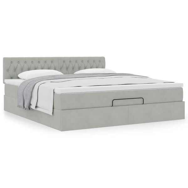 VidaXL Cadre de lit ottoman avec matelas gris clair 160x200 cm velours