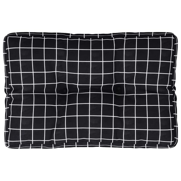 vidaXL Coussin de palette motif &agrave; carreaux noir 60x40x12 cm tissu