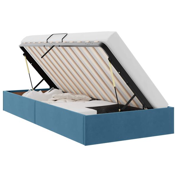 vidaXL Lit de Rangement avec stockage Bleu fonc&eacute; 100 x 200 cm Velours