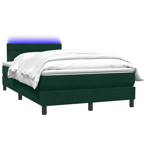vidaXL Sommier &agrave; lattes de lit et matelas et LED vert fonc&eacute; 120x220cm velours