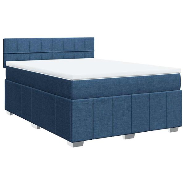 vidaXL Sommier &agrave; lattes de lit avec matelas Bleu 140x190 cm Tissu