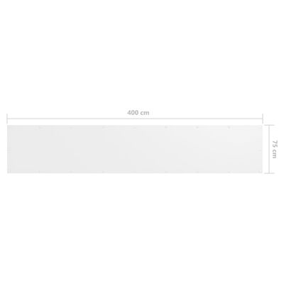 vidaXL Écran de balcon Blanc 75x400 cm Tissu Oxford