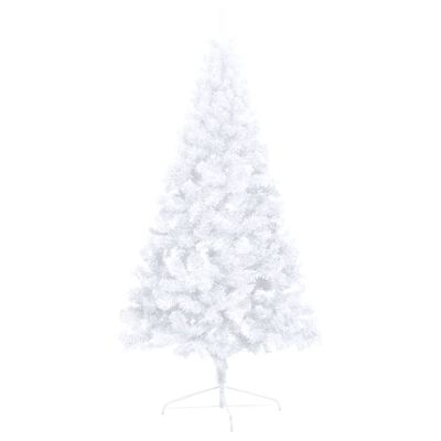vidaXL Sapin de Noël artificiel pré-éclairé moitié/support blanc 180cm