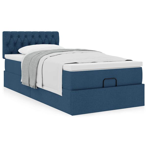 VidaXL Cadre de lit ottoman avec matelas bleu 80x200 cm tissu
